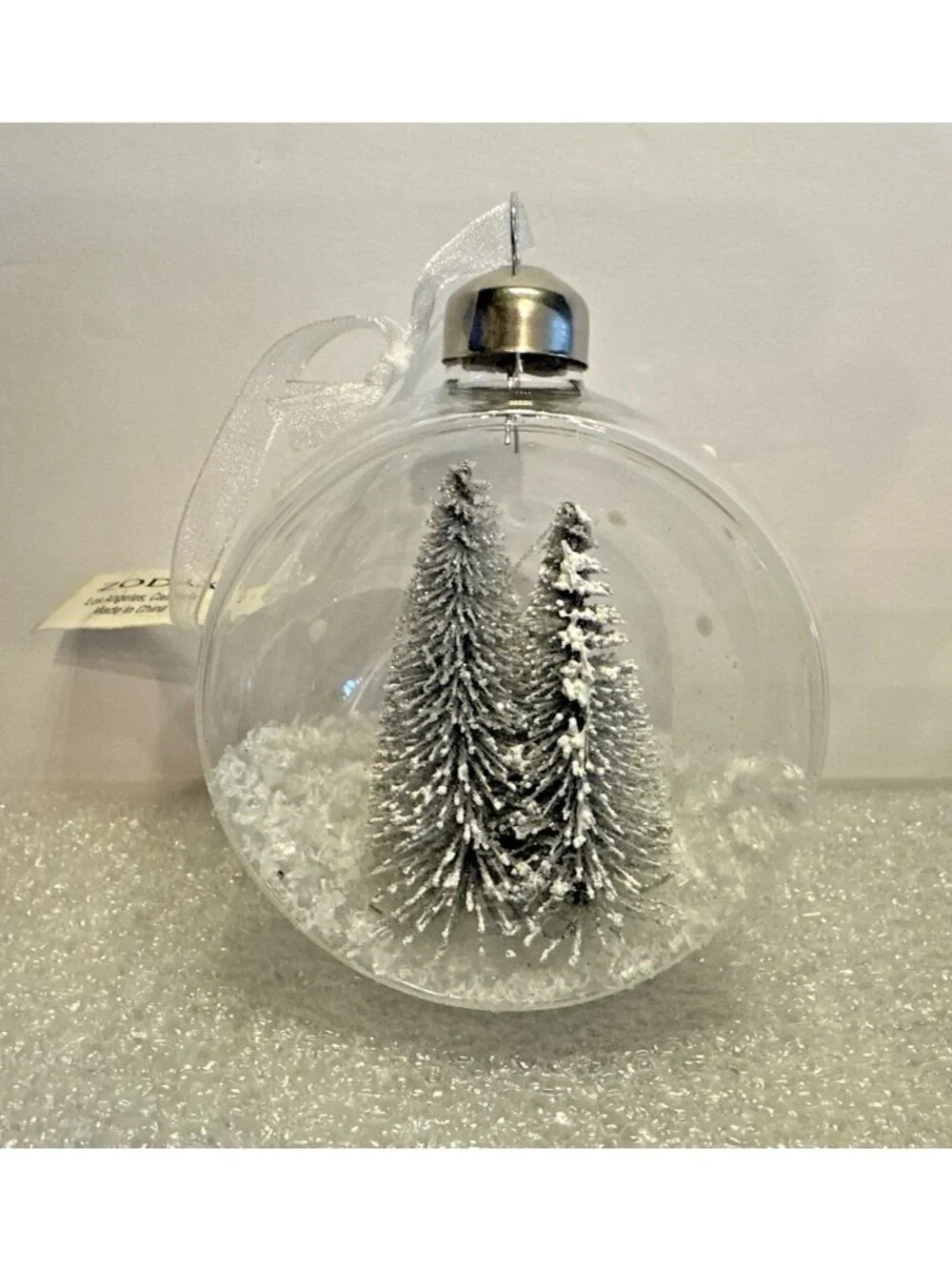 Zodax Clear Glass Diorama Christmas Ornament 3.5